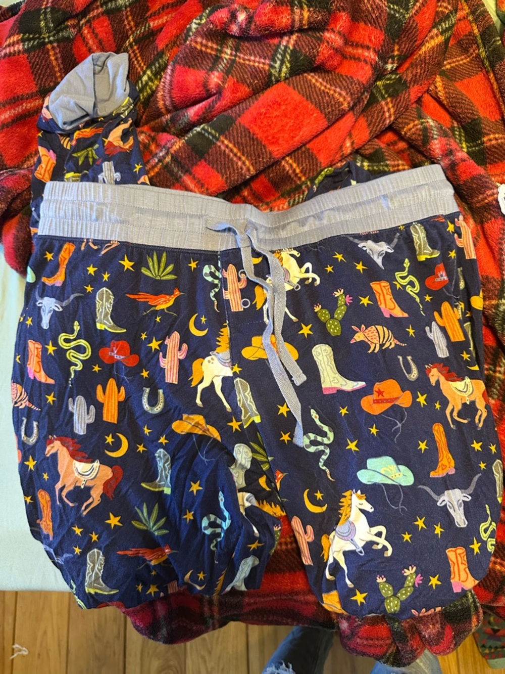 Little Sleepies Navy Western Print Pajama Bottoms with Multicolor Accents